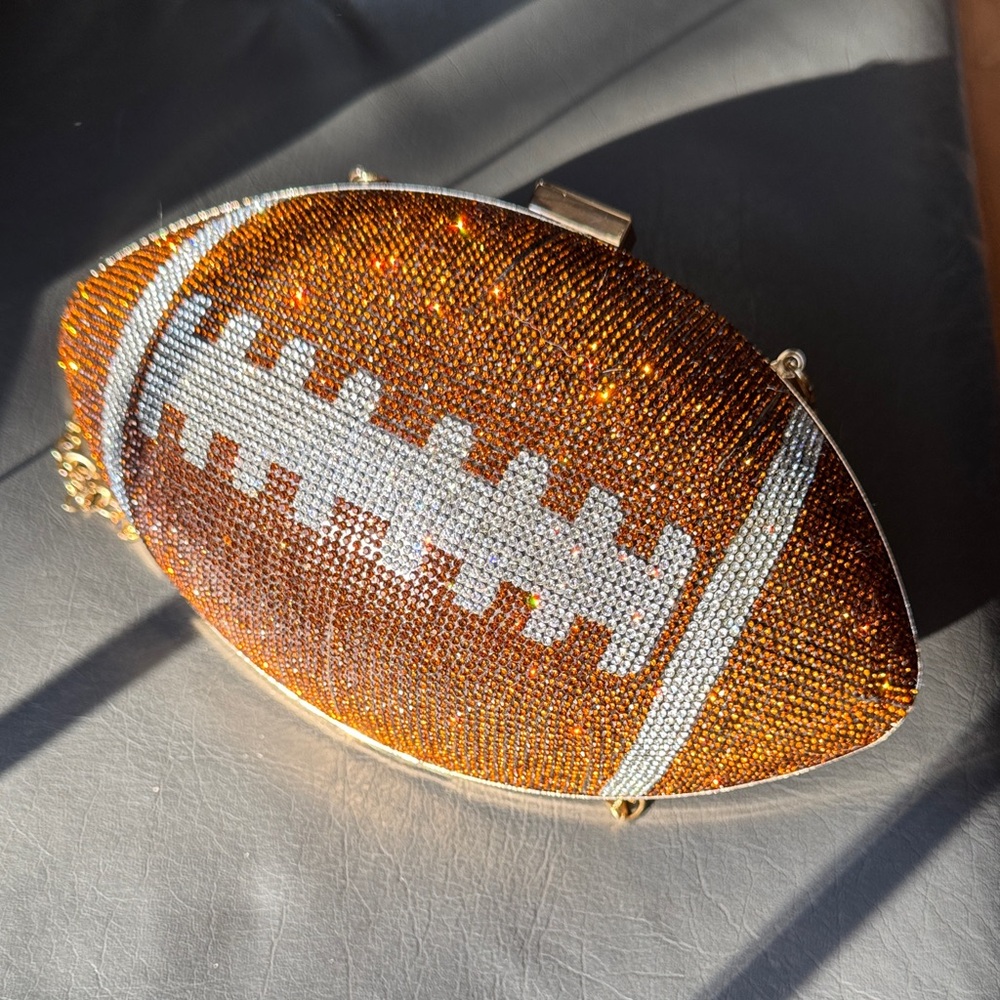 Versona Gold and Crystal Football Clutch